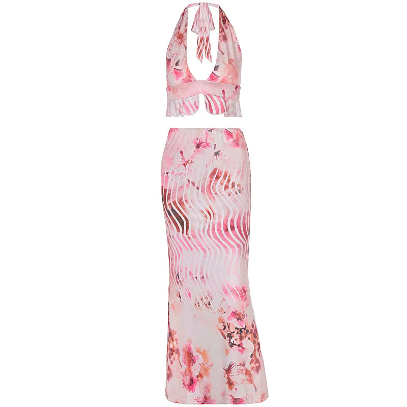 Golden Hour Glow Halter Print Co-Ord