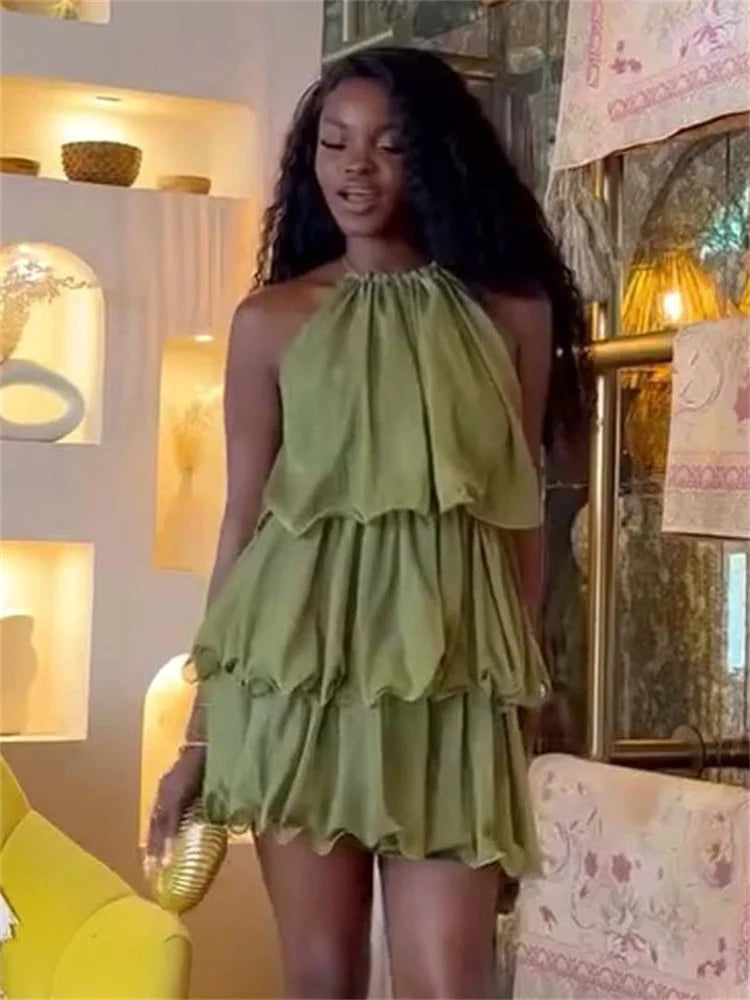 Hot Tropic Ruched Off Shoulder  Ruffle Mini Dress