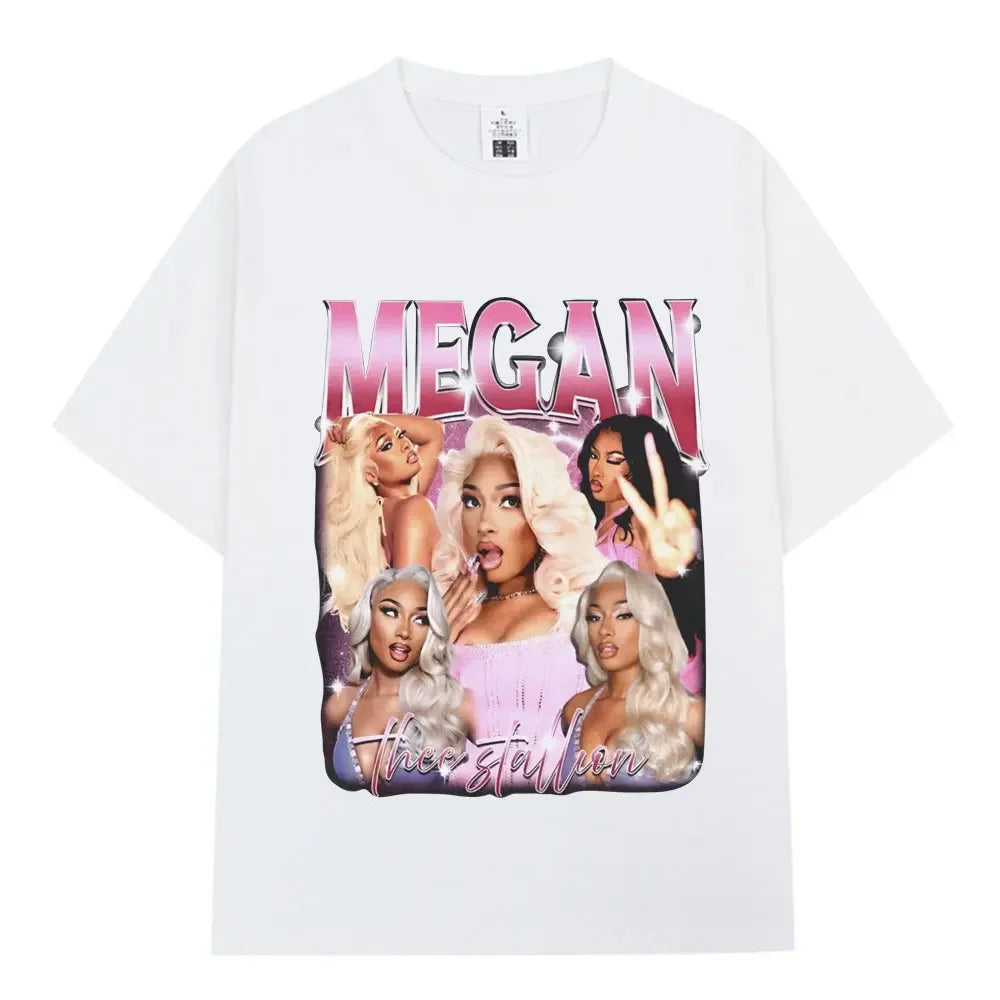 Rapper Megan Thee Stallion Graphics Print T Shirt Hot Girl Summer Tour Women Women Hip Hop Vintage T Shirts 100% Cotton T-shirt