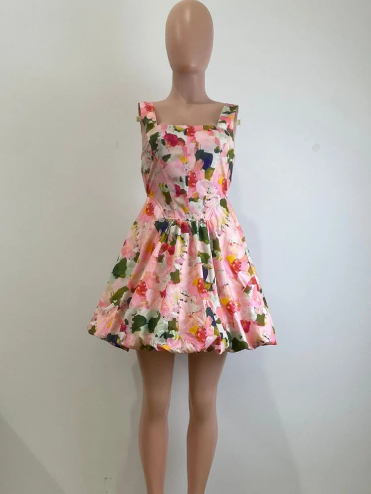 Bloom Chic Pop U-Neck Mini Sundress