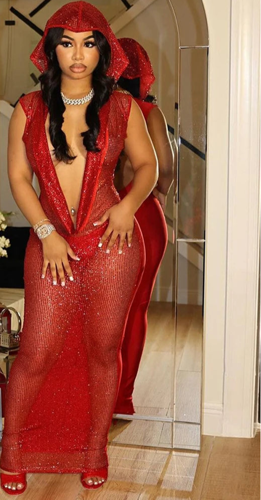Radiance Royale Hooded Evening Dress