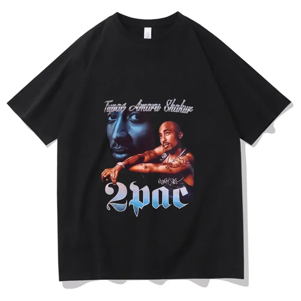 Rapper Tupac Hip Hop T-shirts Graphic Print Y2K Men T Shirt Streetwear Tops Unisex Harajuku Casual Oversized Cotton Tees