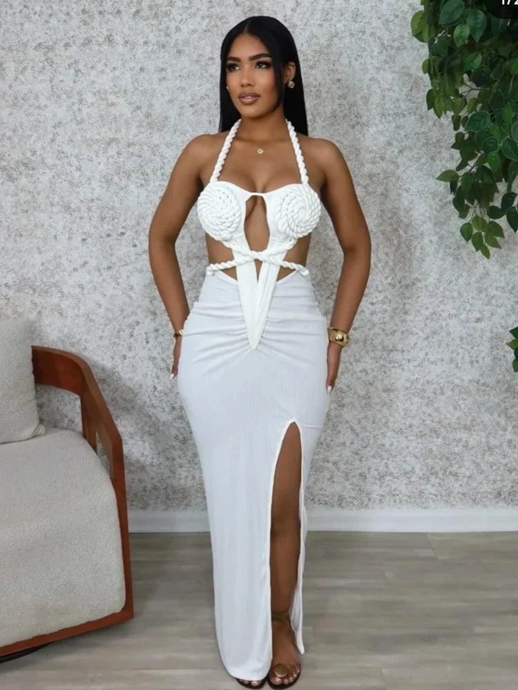 Island Siren Backless Slit Statement Piece with Cut-Out Details & Party Heat Dress