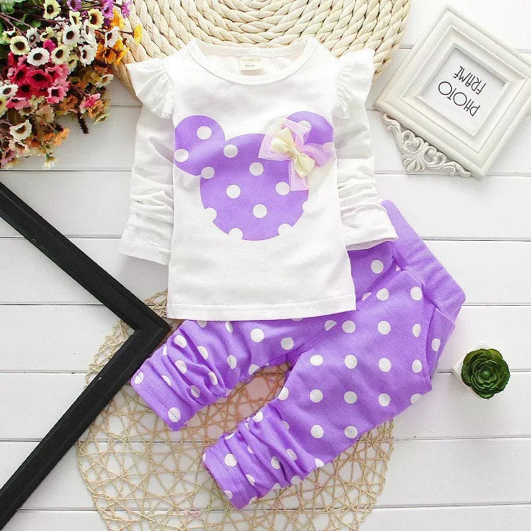 Toddler girl cartoon long sleeved set T-shirt+pants 2-piece children's fashion baby jacket newborn cotton set