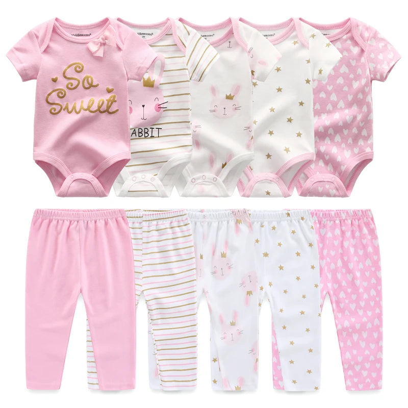 Fashion Unisex Baby Boy Girl Clothing Set Soft Newborn Bodysuits+Pants Infant Outfit Gift