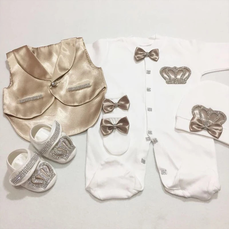 Newborn Baby Boy Outfits Blazer Vest Kids Clothing Cotton Infant Products Body Suit Shirt Pants Mittens Receiving Blanket