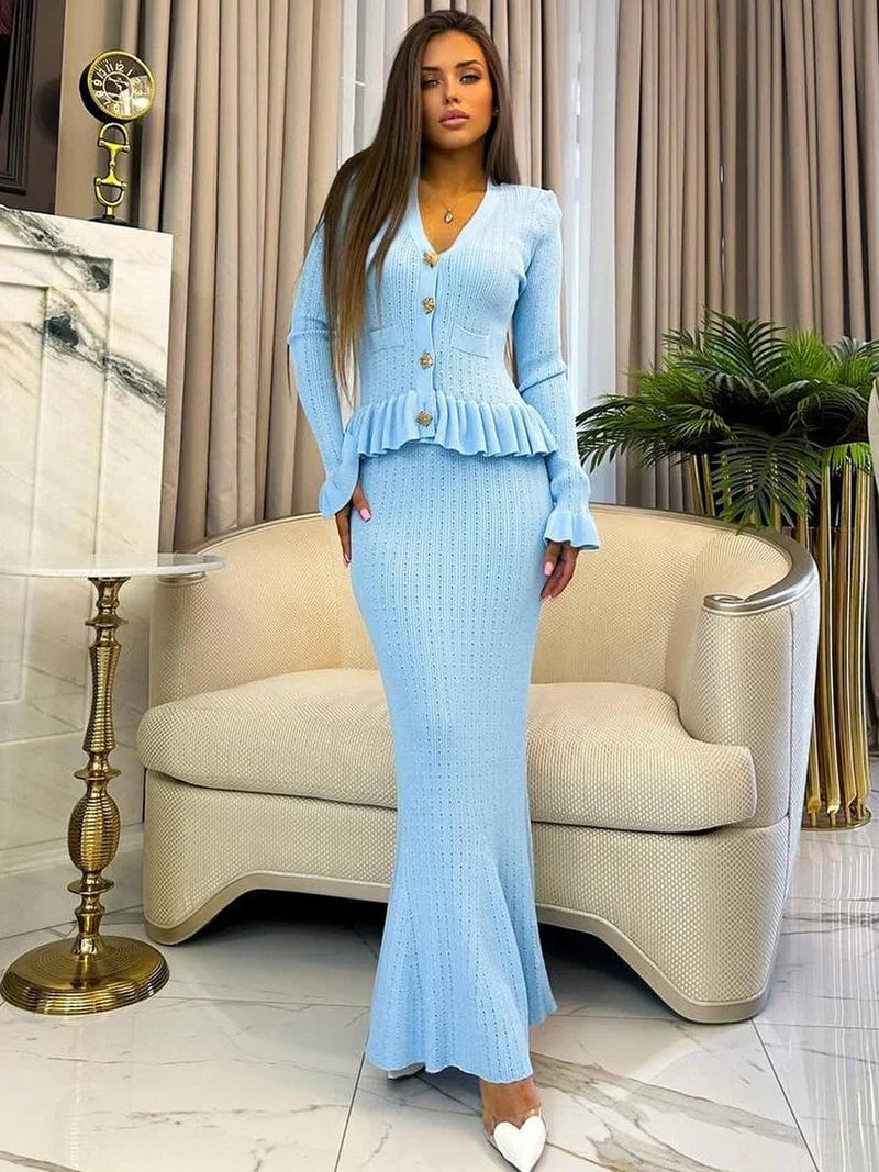 Elegant Knitted Two-Piece Coord & Dress