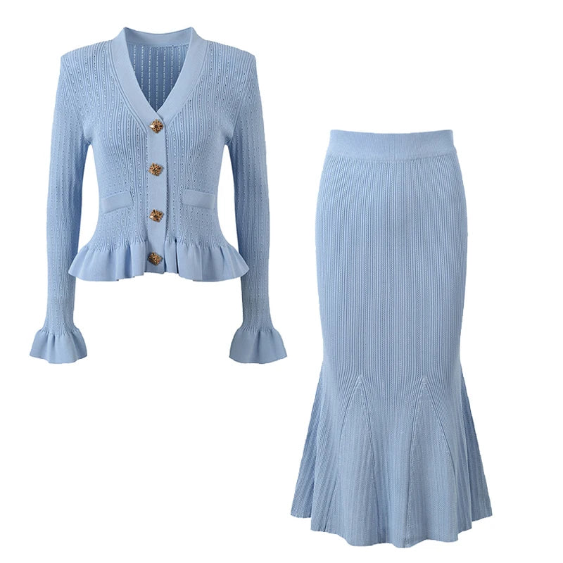 Elegant Knitted Two-Piece Coord & Dress