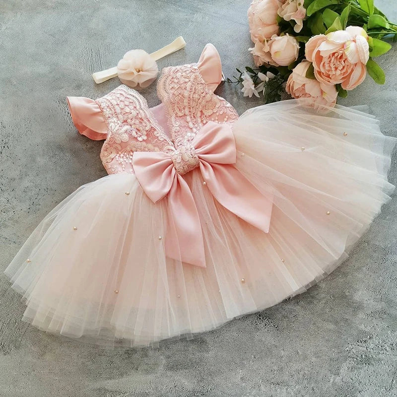 Girls Wedding Princess Dress Baby Kids Elegant Party Tutu Fluffy Prom Gown Children Bridesmaids Evening Tulle Birthday Dresses