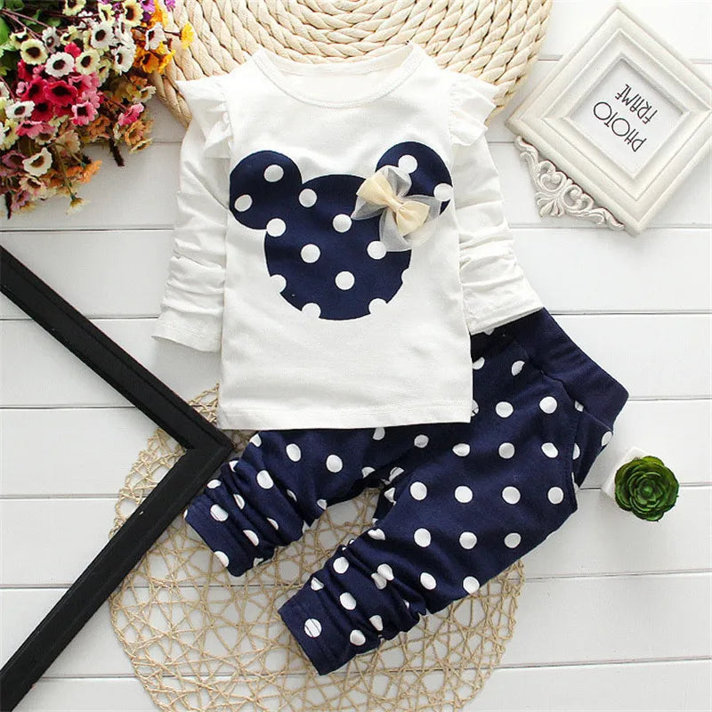 Toddler girl cartoon long sleeved set T-shirt+pants 2-piece children's fashion baby jacket newborn cotton set