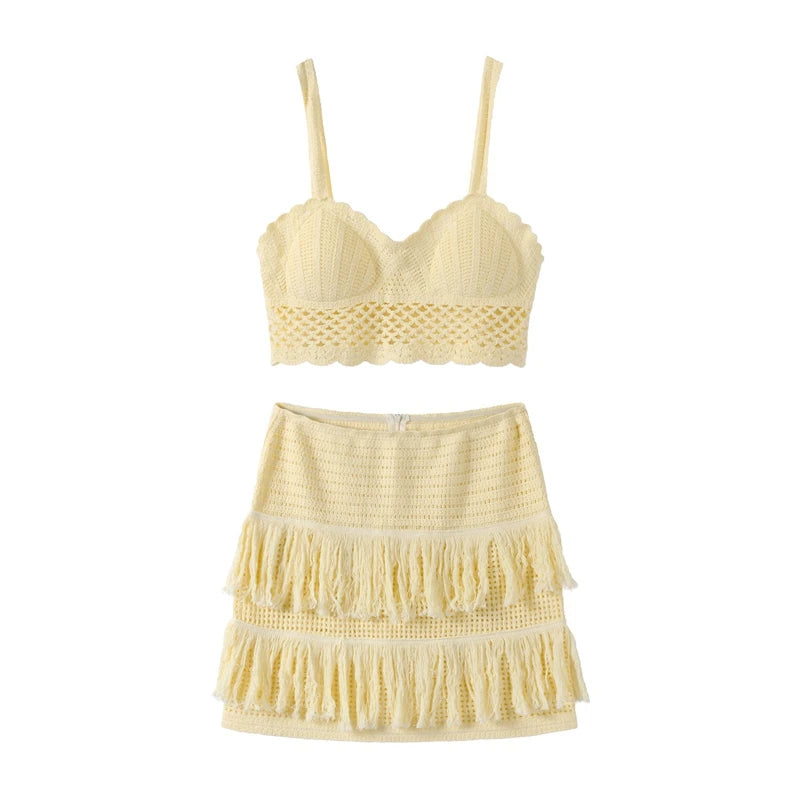 Golden Hour Glow Twist Bikini Top & Hip Hug Mini Skirt Co-Ord