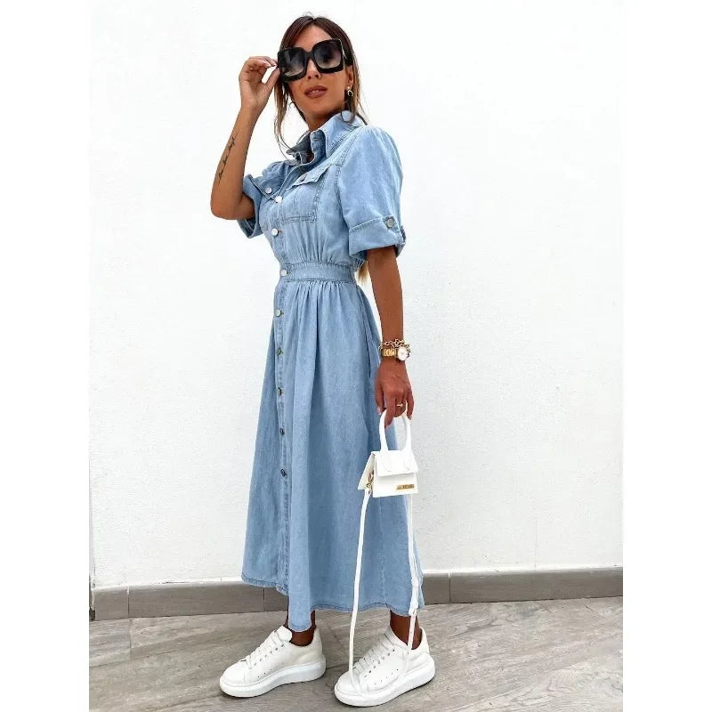 Blue Muse Vintage Button-Up Denim Maxi