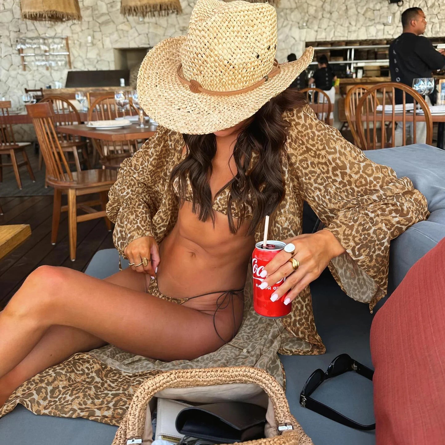 Bold, Backless & Beach Ready Untamed Waves 3PC Leopard Swimsuit & Cover-Up Set