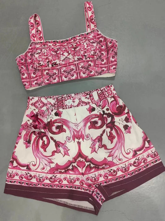 Saddle Chic Designer geometric print Two-Piece