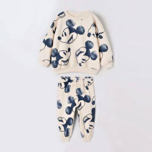 2Pcs Baby Boy Clothes Set Mickey Long Sleeve Kids Sweatshirts + Pants Spring Autumn Toddler Baby Girl Tracksuit Clothing