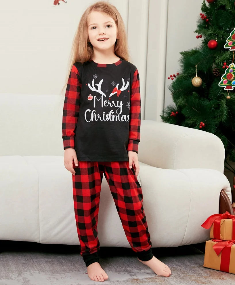 Merry Xmas Deer Print Kid Baby Sleepwear Pyjamas Dog Clothes