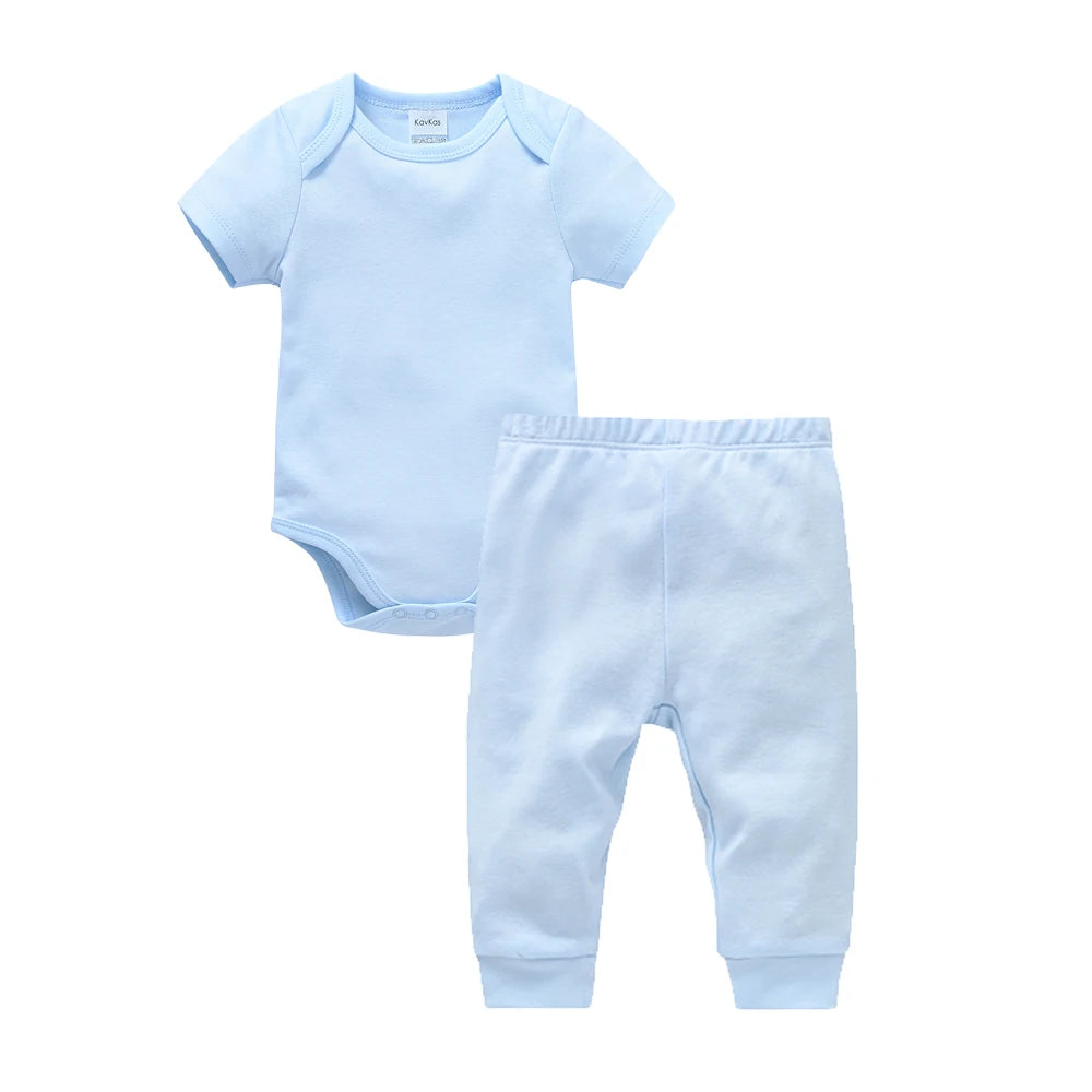 Baby Rompers Pants Set Plain Colors Short Sleeve Bodysuit