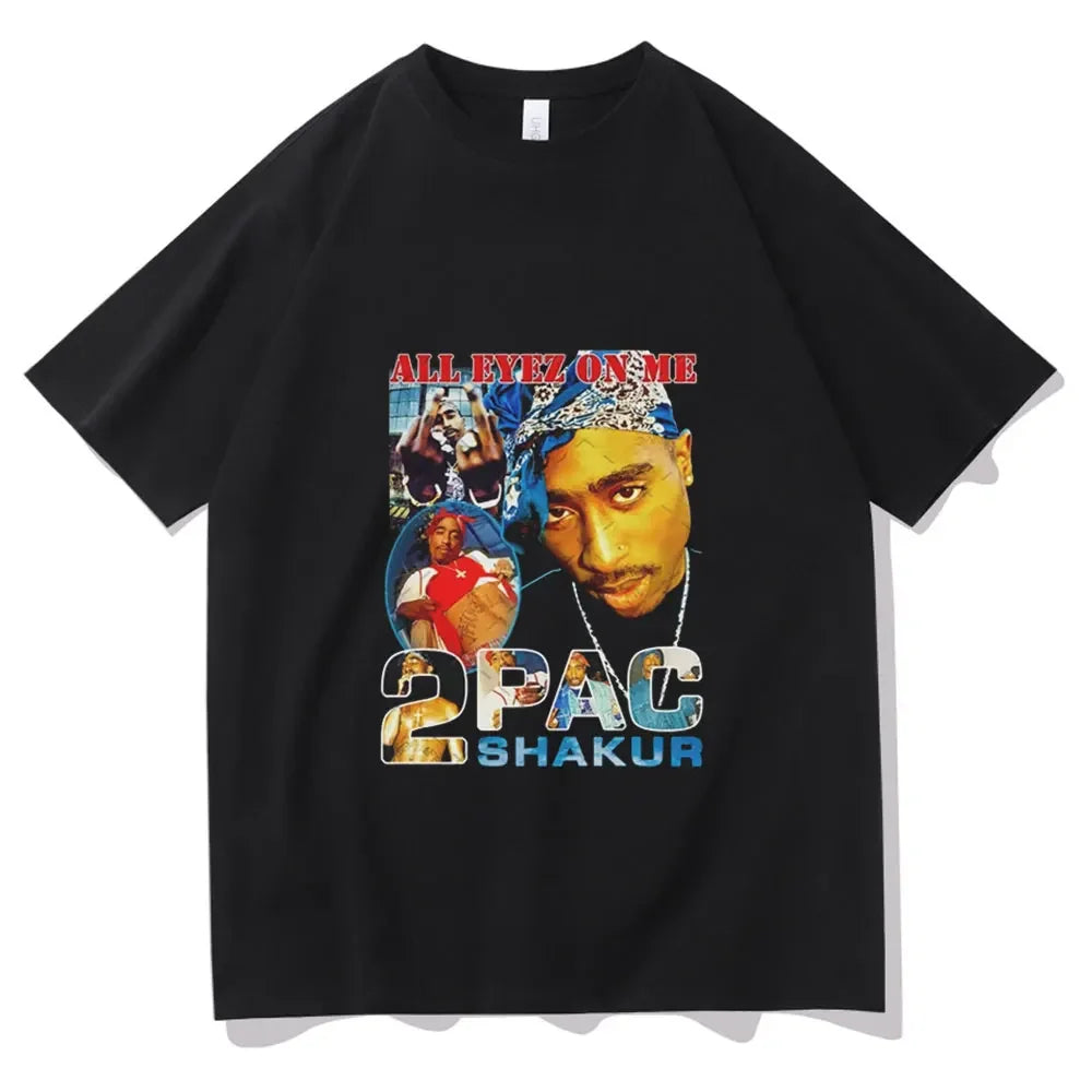 Rapper Tupac Hip Hop T-shirts Graphic Print Y2K Men T Shirt Streetwear Tops Unisex Harajuku Casual Oversized Cotton Tees