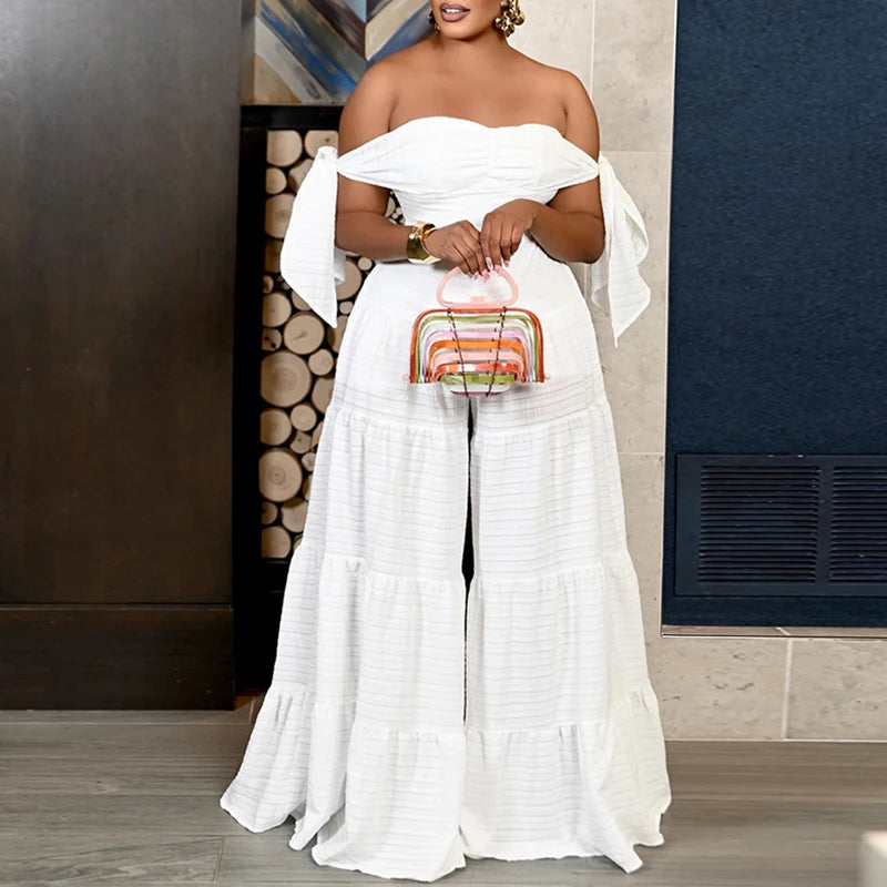 Chic Drape High Waist Wide Leg Goddess Romper
