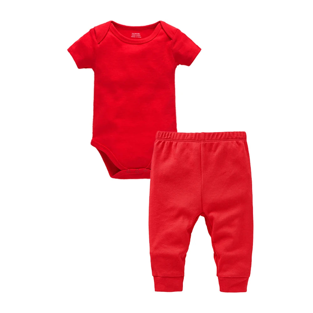 Baby Rompers Pants Set Plain Colors Short Sleeve Bodysuit