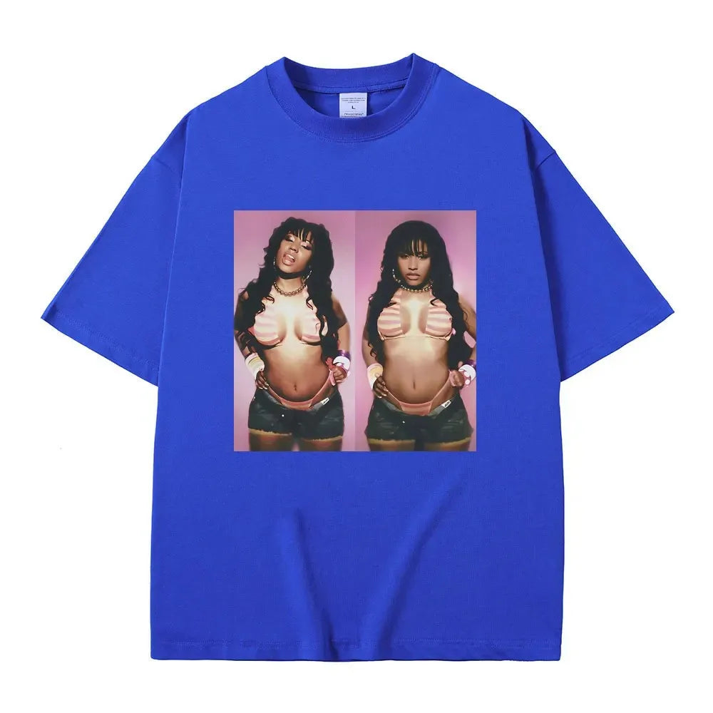 Rapper Nicki Minaj Graphic Print Tshirt Men Women Hip Hop Fashion Oversized T-shirts Streetwear Unisex Vintage Crewneck T Shirts