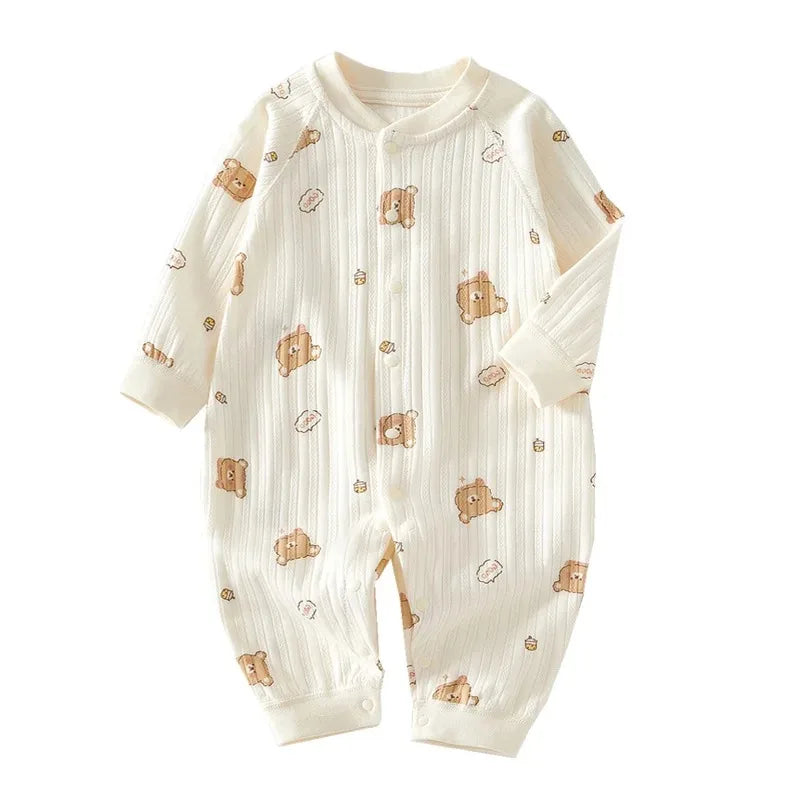 Newborn Jumpsuit Cartoon Bear Long Sleeves Baby Rompers for Boys Girls Autumn Clothes Infant Outfit Toddler Onesie 0-18M