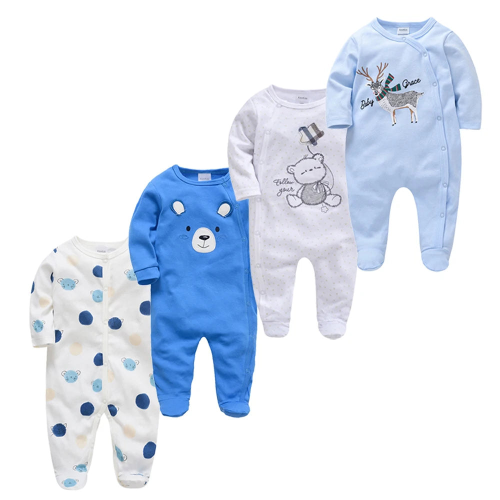 Kavkas Baby Boy Rompers 3/4 Pcs/lot Newborn Cotton Girls Clothes Long Sleeve Summer Soft Jumpsuit O-neck 0-12m Onesie Clothing