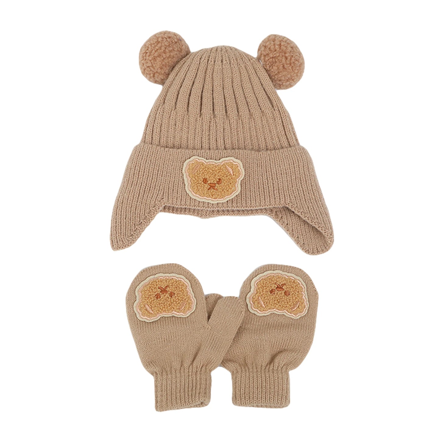 Citgeett Autumn Kids Girls Boys Hat and Gloves Set Cartoon Winter Knit Beanie Cold Weather Accessories