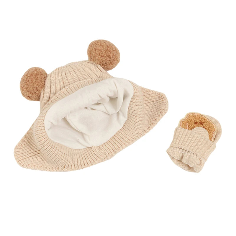 Citgeett Autumn Kids Girls Boys Hat and Gloves Set Cartoon Winter Knit Beanie Cold Weather Accessories