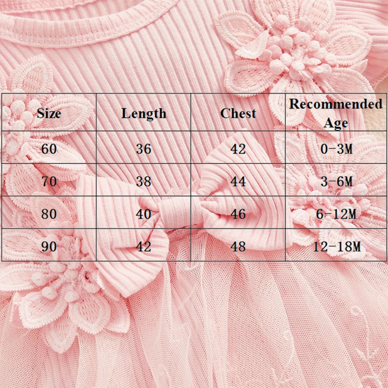 Baby Girls Princess Mesh Lace Patchwork Ruffle Bodysuit Dress Headband