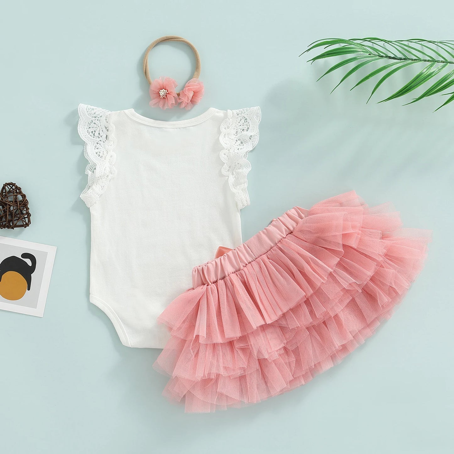 ma&baby 0-18M 1st Birthday Baby Girl Clothes Set Infant Newborn Toddler Letter Romper Ruffle Tulle Skirts Headband Outfit Summer