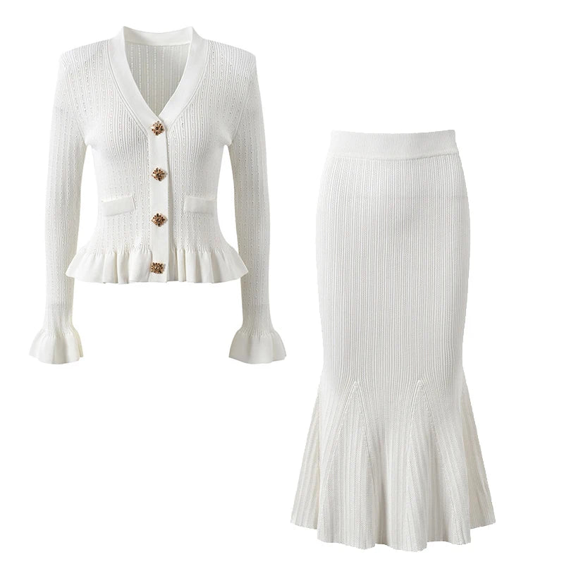 Elegant Knitted Two-Piece Coord & Dress