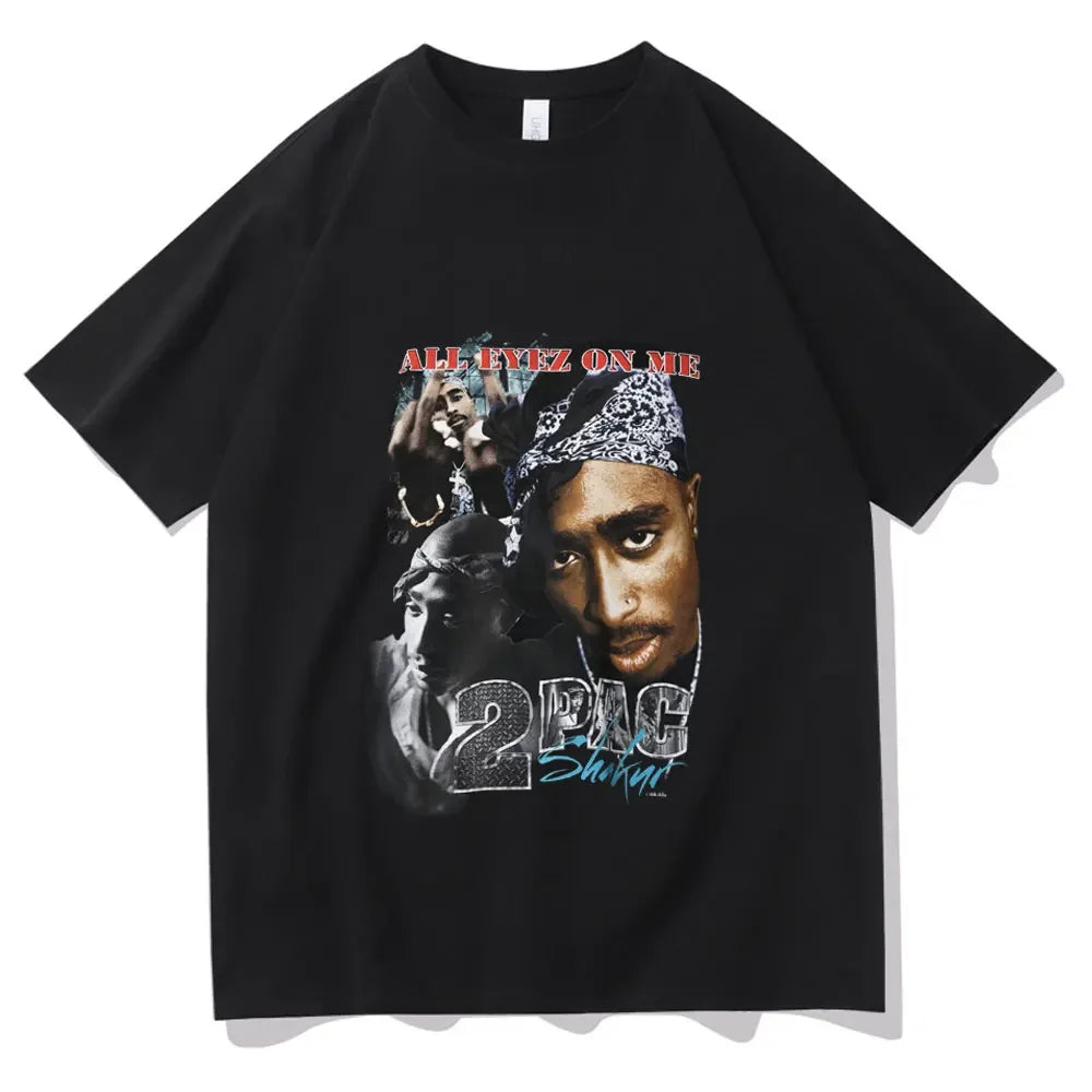 Rapper Tupac Hip Hop T-shirts Graphic Print Y2K Men T Shirt Streetwear Tops Unisex Harajuku Casual Oversized Cotton Tees