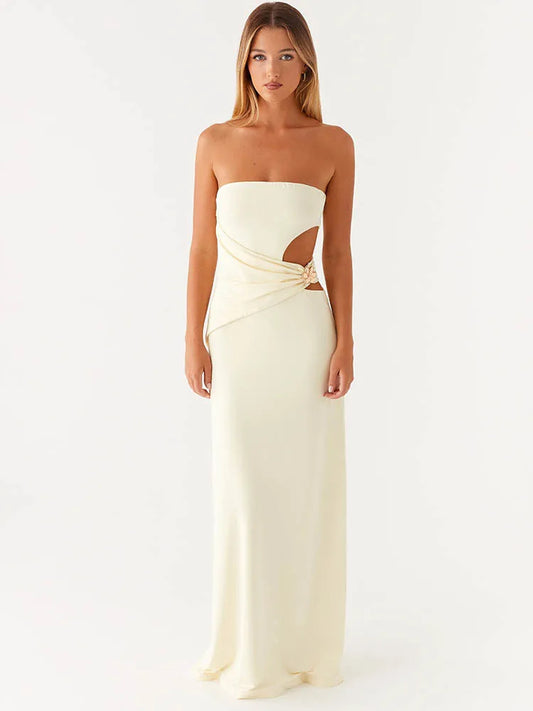 Chic Classic Bloom Metal-Strap Bodycon Maxi
