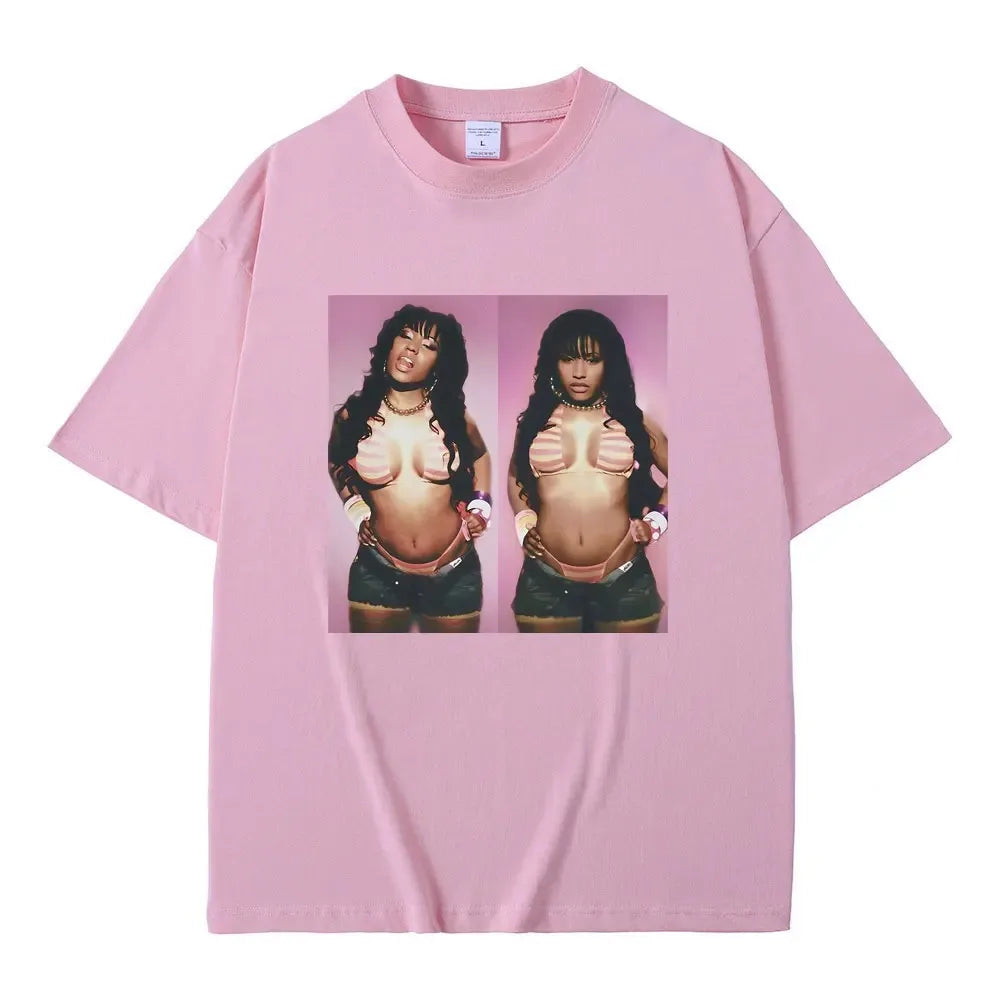 Rapper Nicki Minaj Graphic Print Tshirt Men Women Hip Hop Fashion Oversized T-shirts Streetwear Unisex Vintage Crewneck T Shirts