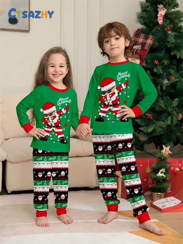 Christmas Family Matching Outfits Mom Dad Kids 2 Pieces Pajamas