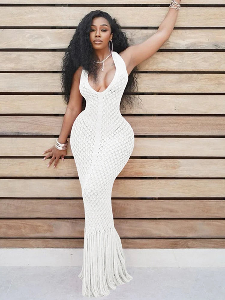 Sun-Kissed Closet Hollow Crochet Beach Dress