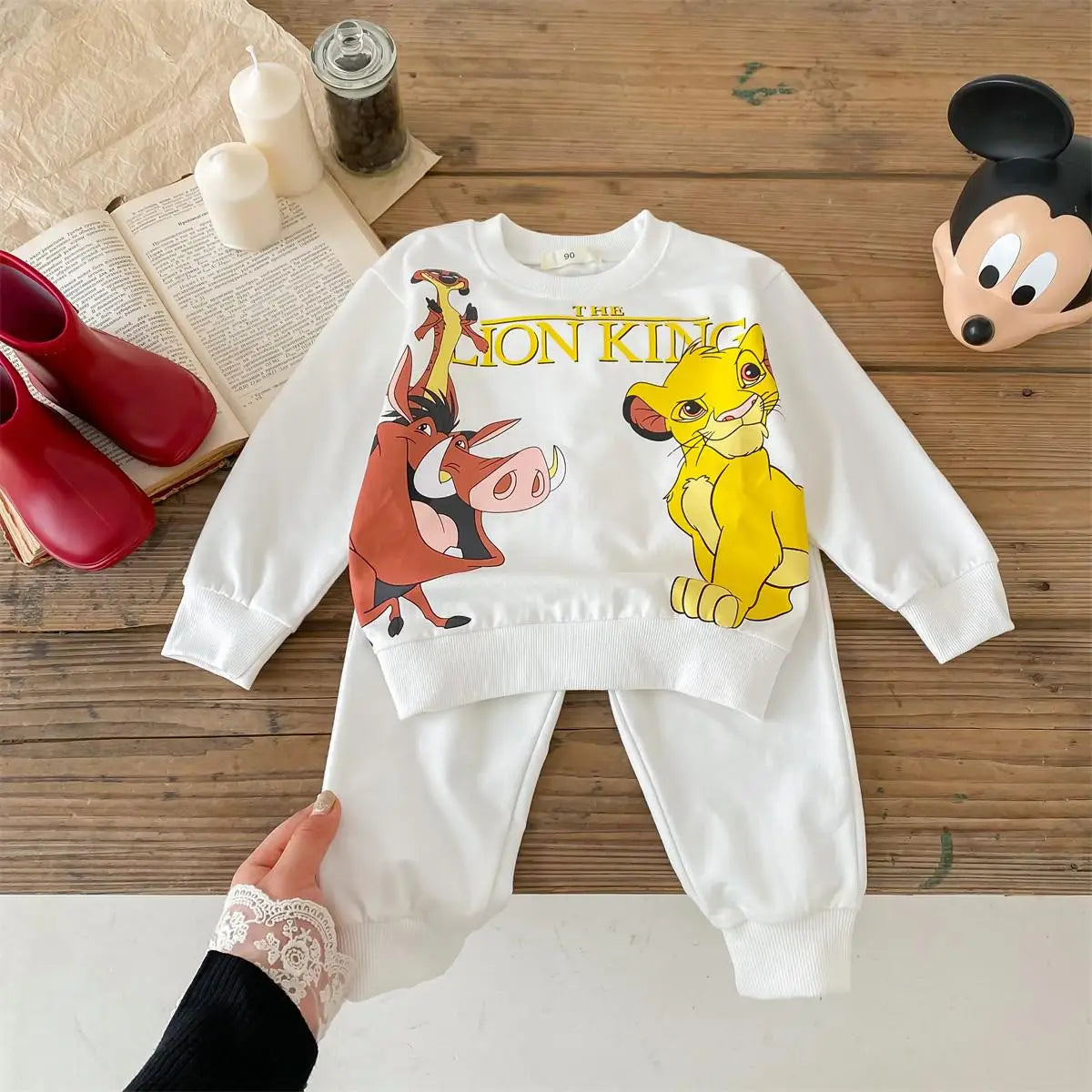 Lion Printed Sweatshirt Suit Baby Clothes Loose Fashion Cartoon Tracksuit Spring New Kids Long Sleeved Tops + Pants 2pc/set