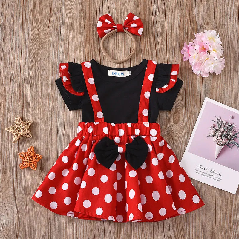 Polka Dot Baby Girl Evening Dresses Bow Kids Birthday Party Princess