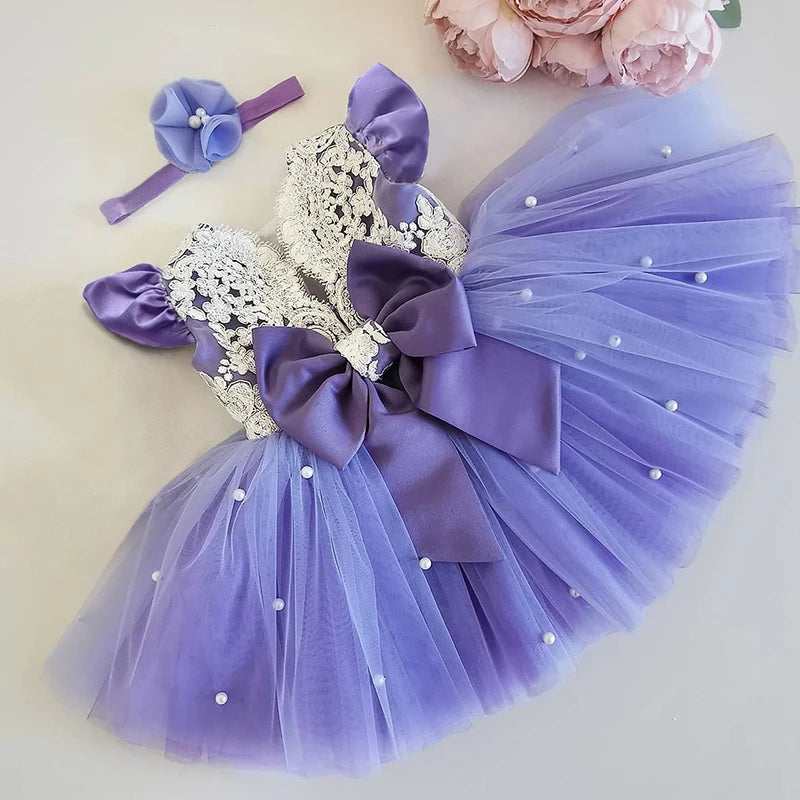 Girls Wedding Princess Dress Baby Kids Elegant Party Tutu Fluffy Prom Gown Children Bridesmaids Evening Tulle Birthday Dresses