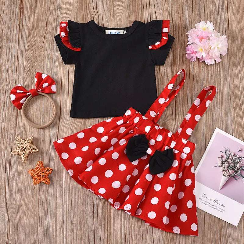 Polka Dot Baby Girl Evening Dresses Bow Kids Birthday Party Princess