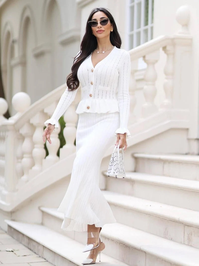 Elegant Knitted Two-Piece Coord & Dress