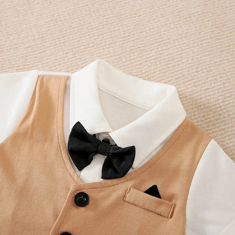 Baby Bodysuit Gentleman Style Handsome Formal Cotton Comfortable Soft Boys