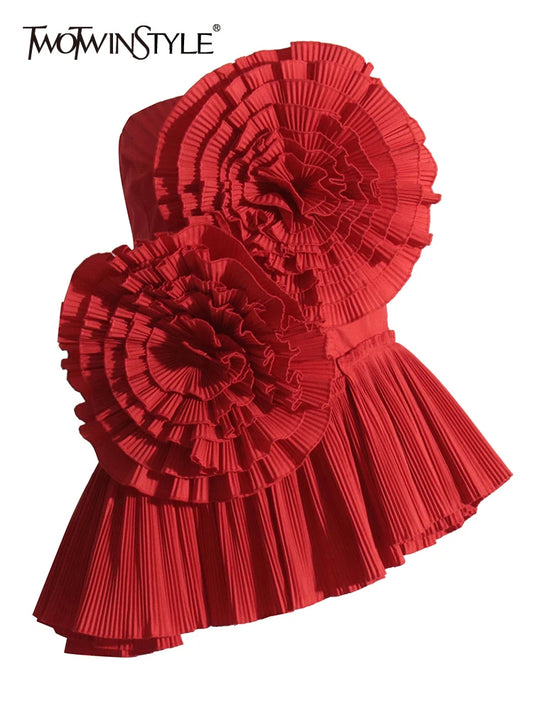 Flora Luxe Pleated Bandeau Top