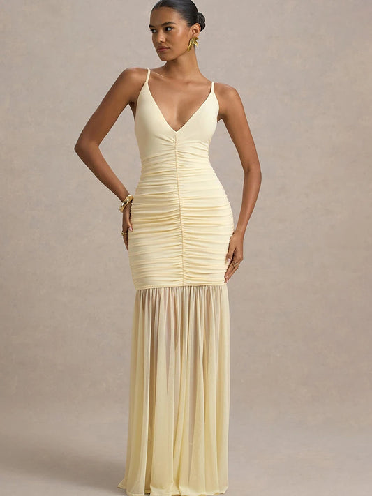 Golden Hour Glow Patchwork Maxi Dress