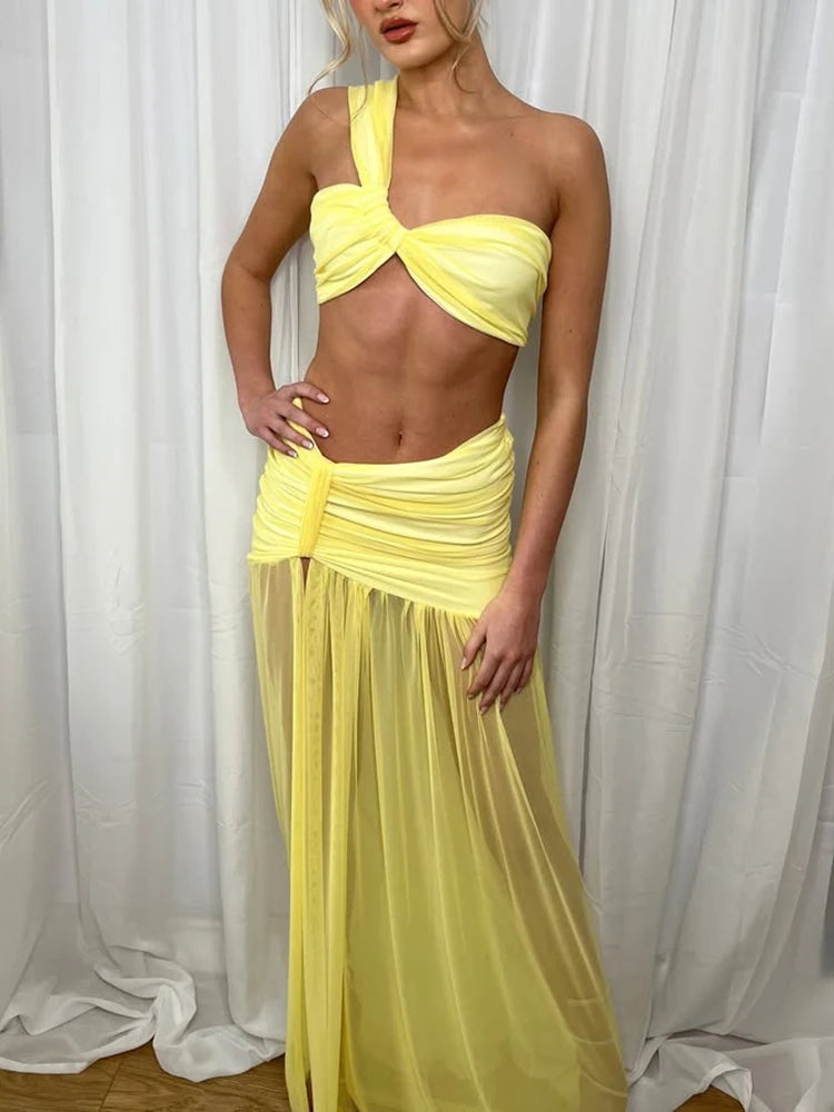 Golden Hour Muse One-Shoulder 2-Piece Set