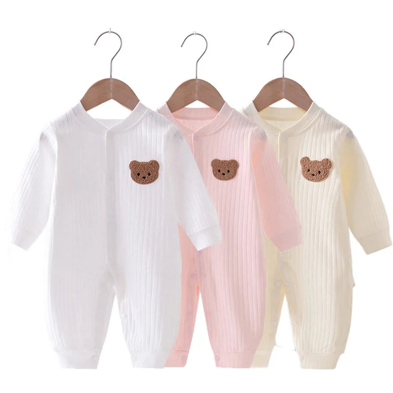 Newborn Jumpsuit Cartoon Bear Long Sleeves Baby Rompers for Boys Girls Autumn Clothes Infant Outfit Toddler Onesie 0-18M