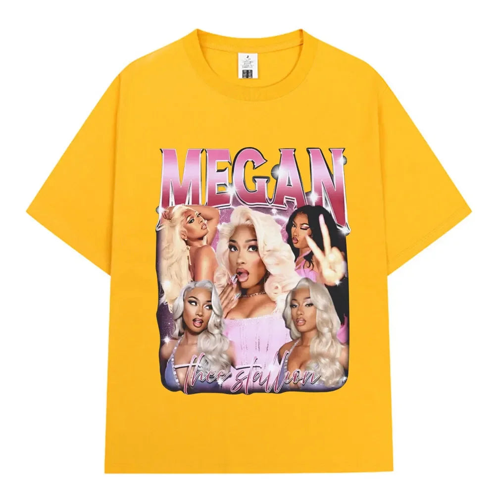 Rapper Megan Thee Stallion Graphics Print T Shirt Hot Girl Summer Tour Women Women Hip Hop Vintage T Shirts 100% Cotton T-shirt