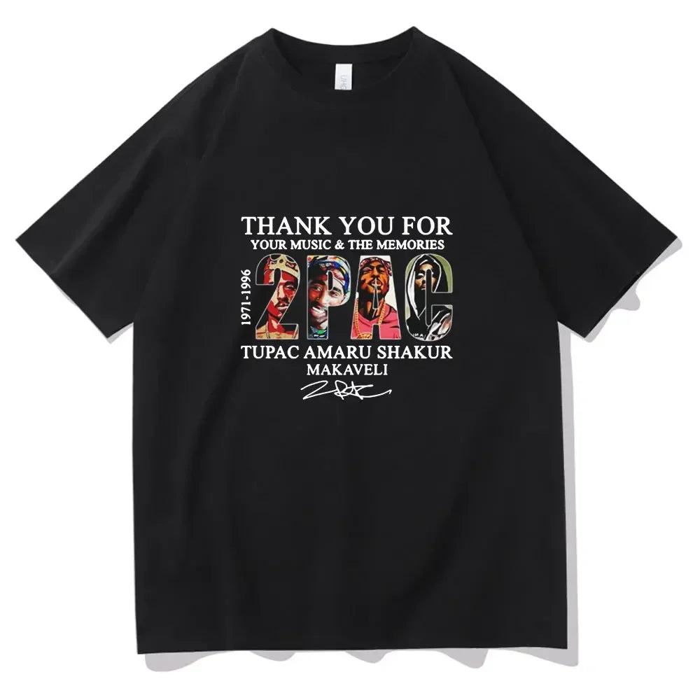 Rapper Tupac Hip Hop T-shirts Graphic Print Y2K Men T Shirt Streetwear Tops Unisex Harajuku Casual Oversized Cotton Tees