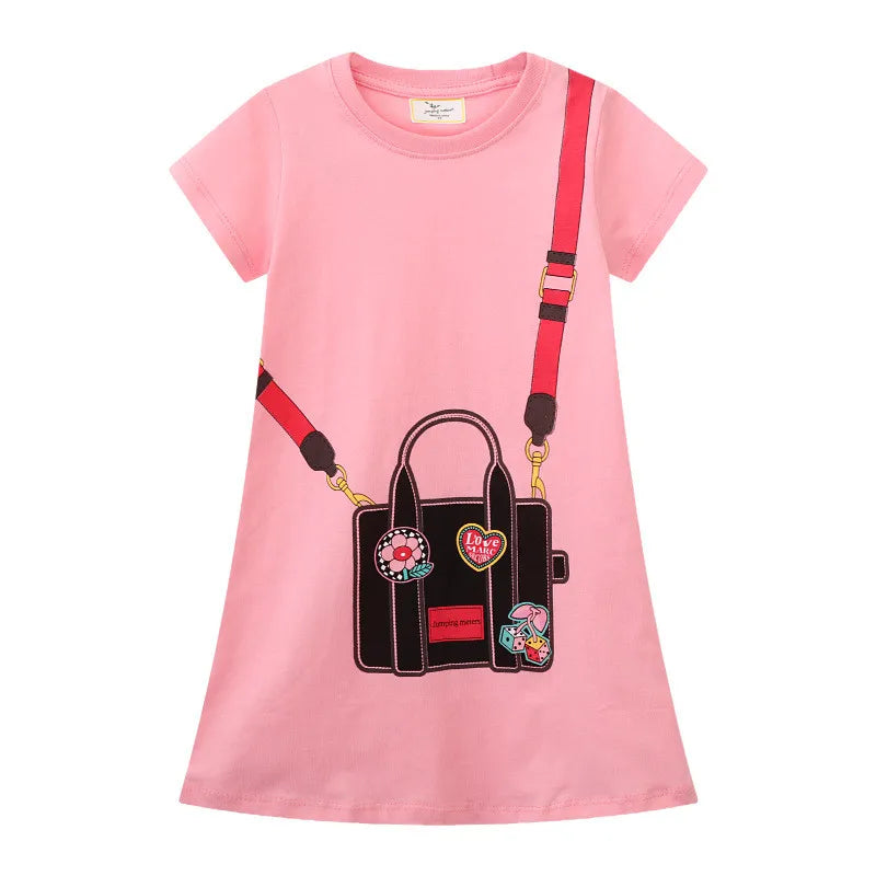 Jumping Meters New Arrival Summer Girls Dresses Bag Print Hot Selling Baby Summer Frocks Cotton Clothes Frocks Party Birthday